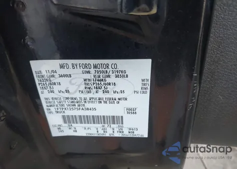 2005 Ford F-150 Lariat/Xl/Xlt from USA, damaged, VIN 1FTPX12575FA38435